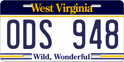 WV license plate ODS948