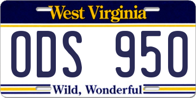 WV license plate ODS950