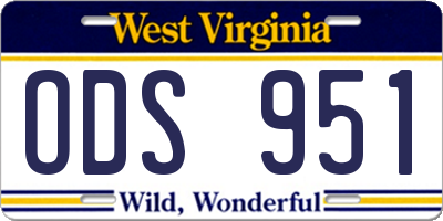 WV license plate ODS951