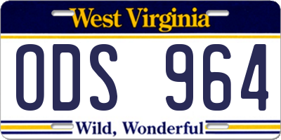 WV license plate ODS964