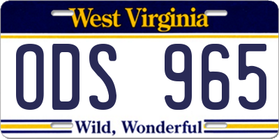 WV license plate ODS965