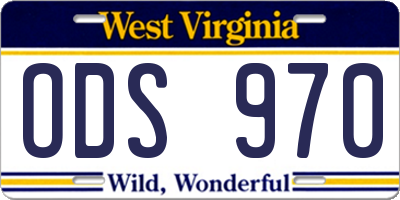 WV license plate ODS970