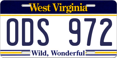 WV license plate ODS972