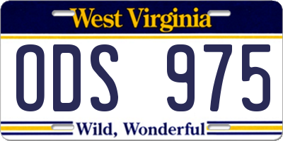 WV license plate ODS975