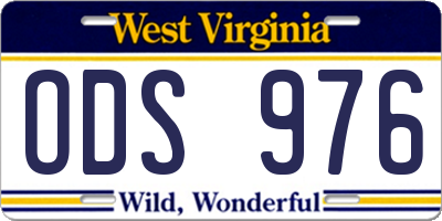 WV license plate ODS976