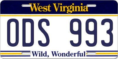 WV license plate ODS993