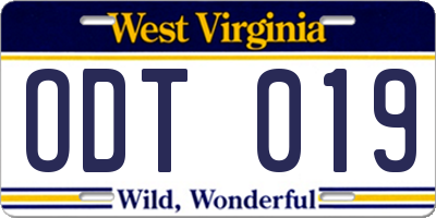 WV license plate ODT019