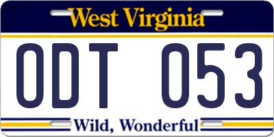 WV license plate ODT053