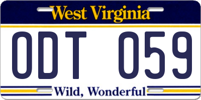WV license plate ODT059