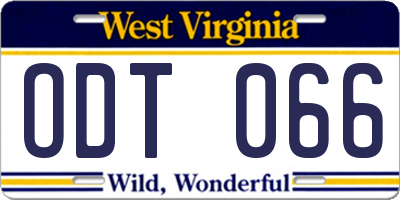 WV license plate ODT066