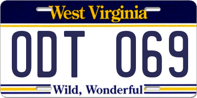 WV license plate ODT069