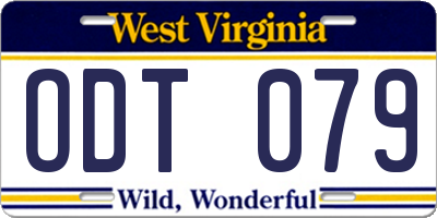 WV license plate ODT079