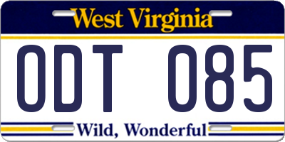 WV license plate ODT085