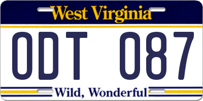 WV license plate ODT087