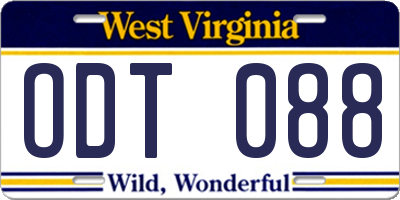 WV license plate ODT088