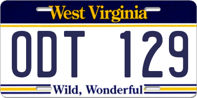 WV license plate ODT129