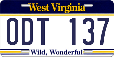 WV license plate ODT137