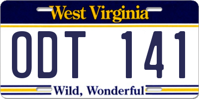 WV license plate ODT141
