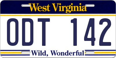 WV license plate ODT142