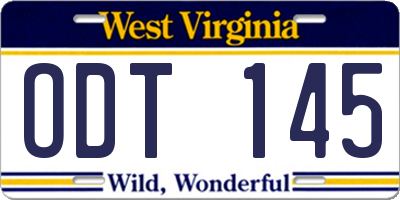 WV license plate ODT145