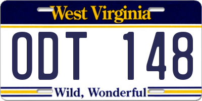 WV license plate ODT148