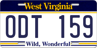 WV license plate ODT159