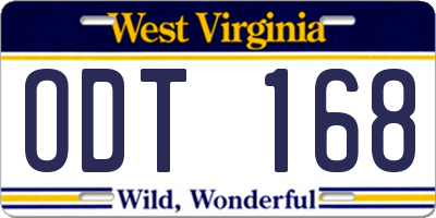 WV license plate ODT168
