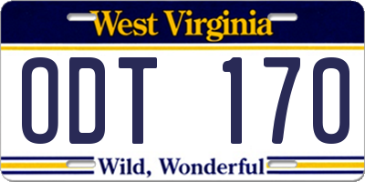 WV license plate ODT170