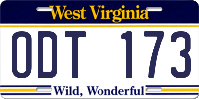 WV license plate ODT173