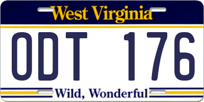 WV license plate ODT176