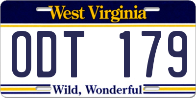 WV license plate ODT179