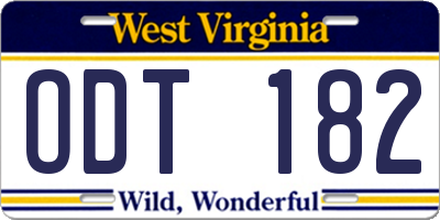 WV license plate ODT182