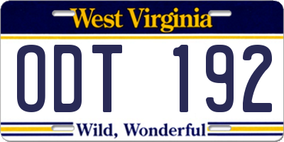 WV license plate ODT192