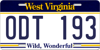 WV license plate ODT193
