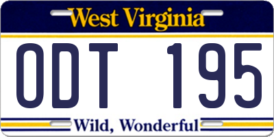 WV license plate ODT195
