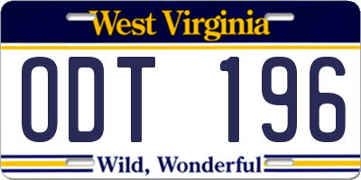 WV license plate ODT196