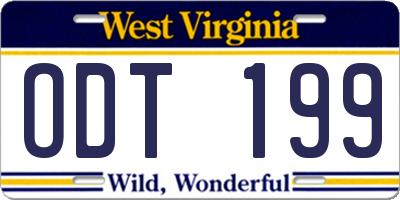 WV license plate ODT199