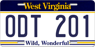 WV license plate ODT201
