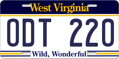 WV license plate ODT220