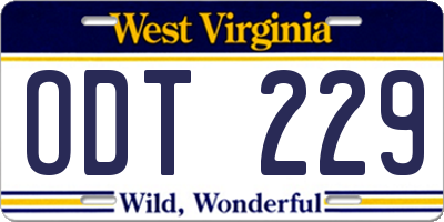 WV license plate ODT229
