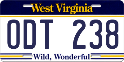 WV license plate ODT238