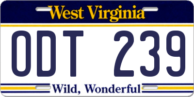 WV license plate ODT239