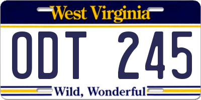 WV license plate ODT245