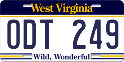 WV license plate ODT249
