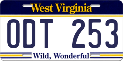 WV license plate ODT253