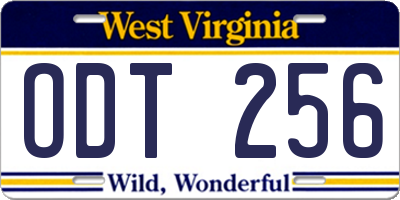 WV license plate ODT256