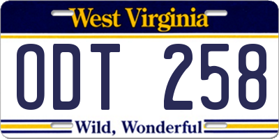 WV license plate ODT258