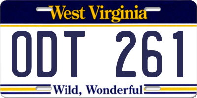 WV license plate ODT261