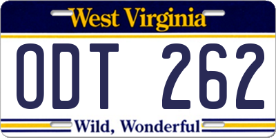 WV license plate ODT262