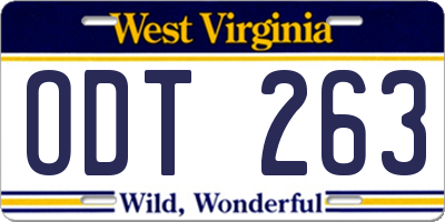WV license plate ODT263